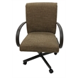 Pemberly Row Dining Caster Chair on Wheels in Sanora Brown Fabric w/ Brown Frame