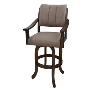 Pemberly Row Counter Bar Stool 26&quot in Basin Beige Fabric with New Brown Frame