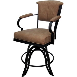 Pemberly Row Swivel Tilt Counter Stool 26&quot in Pecan Brown Vinyl with Black Frame