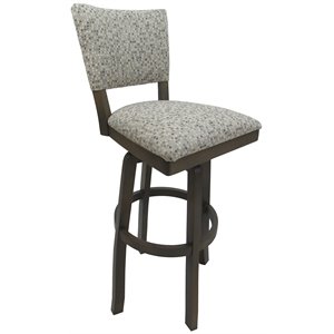 Pemberly Row Swivel Wood Bar Stool 34&quot in Camel Fabric with Gray Frame