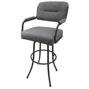 Pemberly Row Swivel 34&quot Bar Stool in Mojave Gray Fabric with Gray Metal Frame