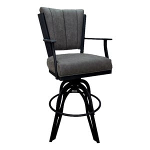 Pemberly Row Swivel Tilt Bar Stool 30&quot in Elk Charcoal Fabric with Black Frame