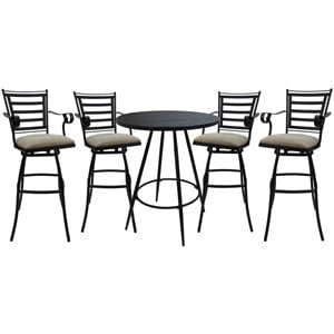 Pemberly Row Outdoor/Indoor 30&quot Pub Set Stool with Arms in Knobbly Taupe