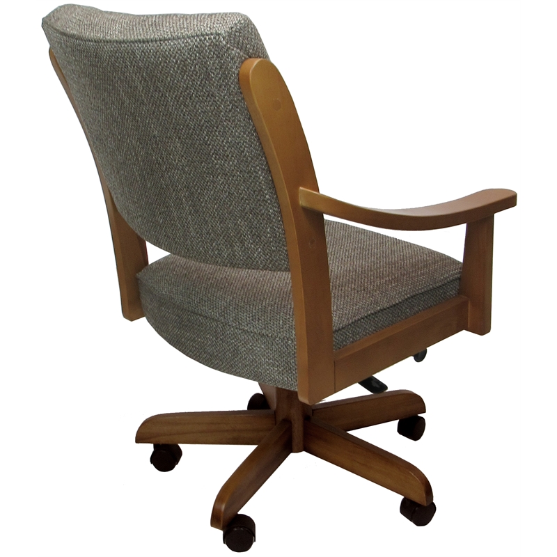 Pemberly Row Caster Dining Chair in Plumley Cocoa Fabric with Honey Frame