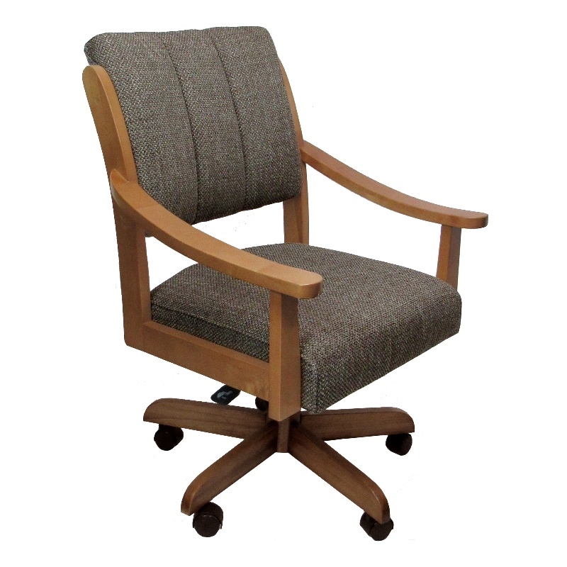 Pemberly Row Caster Dining Chair in Plumley Cocoa Fabric with Honey Frame
