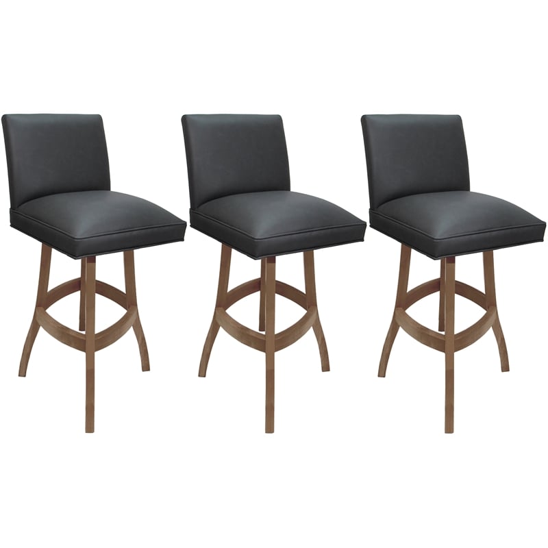Pemberly Row Set of 3 Swivel Wood Bar Stools 34