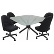 Pemberly Row Swivel Caster Chairs w/ Crackle Glass in Grey Vinyl w/ Grey Frame