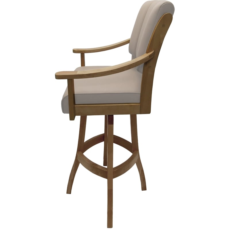 Pemberly Row Leather Extra Tall Solid Wood Bar Stool 34