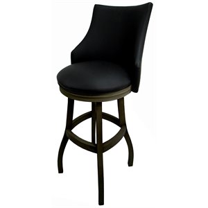 Pemberly Row 34&quot Swivel Wood Extra Tall Bar Stool in Black with Shadow Frame