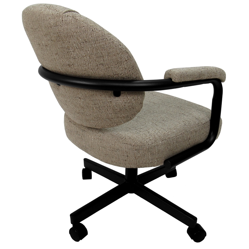 Pemberly Row Swivel Metal Caster Dining Chair in DriftFabric with Black Frame