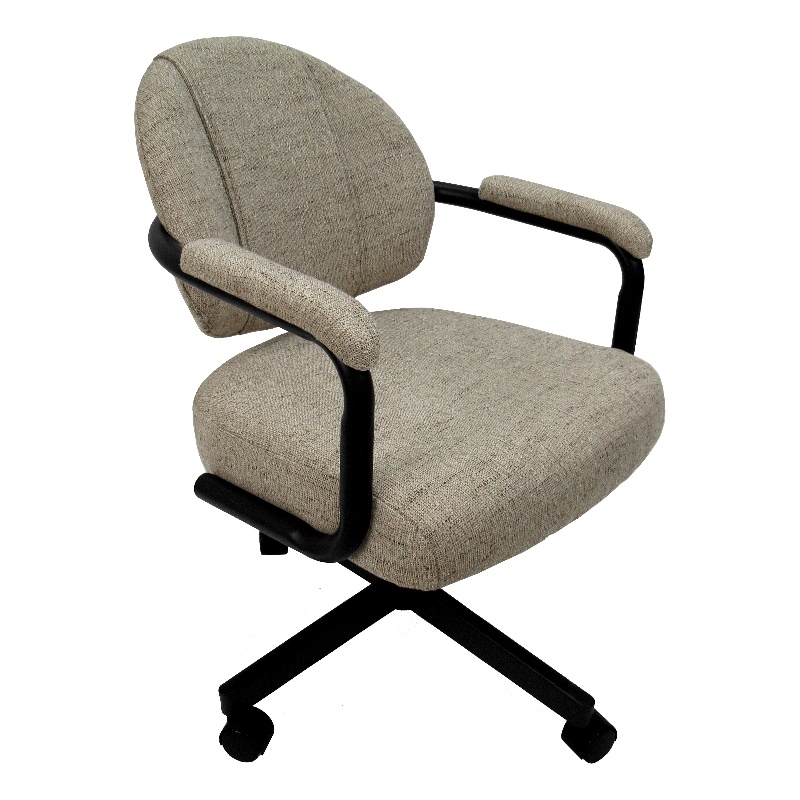Pemberly Row Swivel Metal Caster Dining Chair in DriftFabric with Black Frame