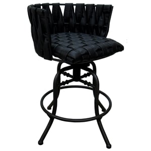 Pemberly Row Swivel Tilt Bar Stool 30&quot in Black Vinyl with Black Metal Frame