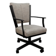 Pemberly Row Swivel Metal Dining Caster Chair in DriftFabric with Black Frame