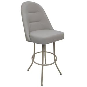 Pemberly Row Swivel Metal Bar Stool 30&quot in Ocean Beige Vinyl with Beige Base