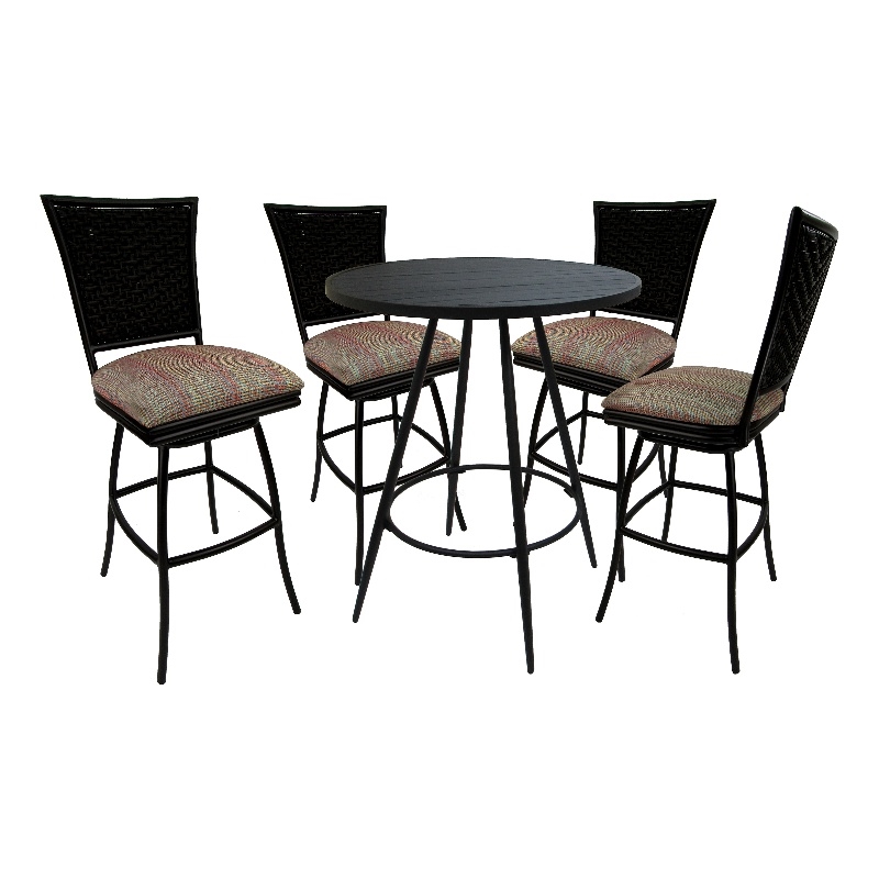 Pemberly Row 5-Piece Outdoor/Indoor Fabric Pub Set in Multi-Color