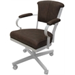 Pemberly Row Swivel Tilt Metal Caster Chair in Ash Brown Fabric with White Frame