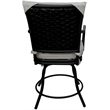 Pemberly Row Patio Dining Chair with Arms in White Linen Fabric with Black Frame