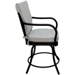 Pemberly Row Patio Dining Chair with Arms in White Linen Fabric with Black Frame