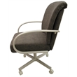 Pemberly Row Dining Caster Chair on Wheels in Sanora Brown Fabric w/ Beige Frame