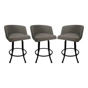 Pemberly Row Swivel Metal Bar Stool 30&quot in Mojave Grey with Black Frame