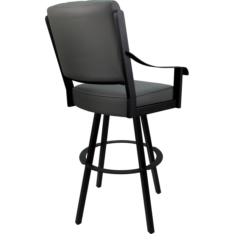 Pemberly Row Leather Swivel Metal Bar Stool 30
