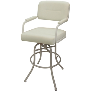 Pemberly Row Swivel Counter Bar Stool 26&quot in Ocean Beige Vinyl with Beige Frame