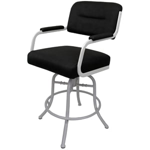 Pemberly Row Swivel Counter Metal Bar Stool 26&quot in Black Vinyl with White Frame