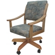 Pemberly Row Caster Wood Dining Chair in Poet Sky Blue Fabric with Natural Frame
