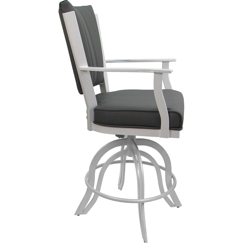 Pemberly Row Leather Counter Swivel Metal Bar Stool 26