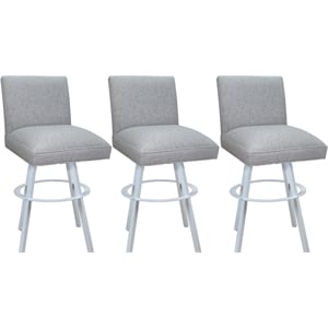 Pemberly Row Set of 3 Swivel Counter Stools 26&quot in Slate Fabric with White Frame
