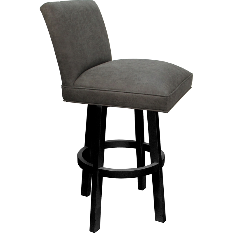pemberly row swivel counter stool 26&quot in elk charcoal fabric with black frame