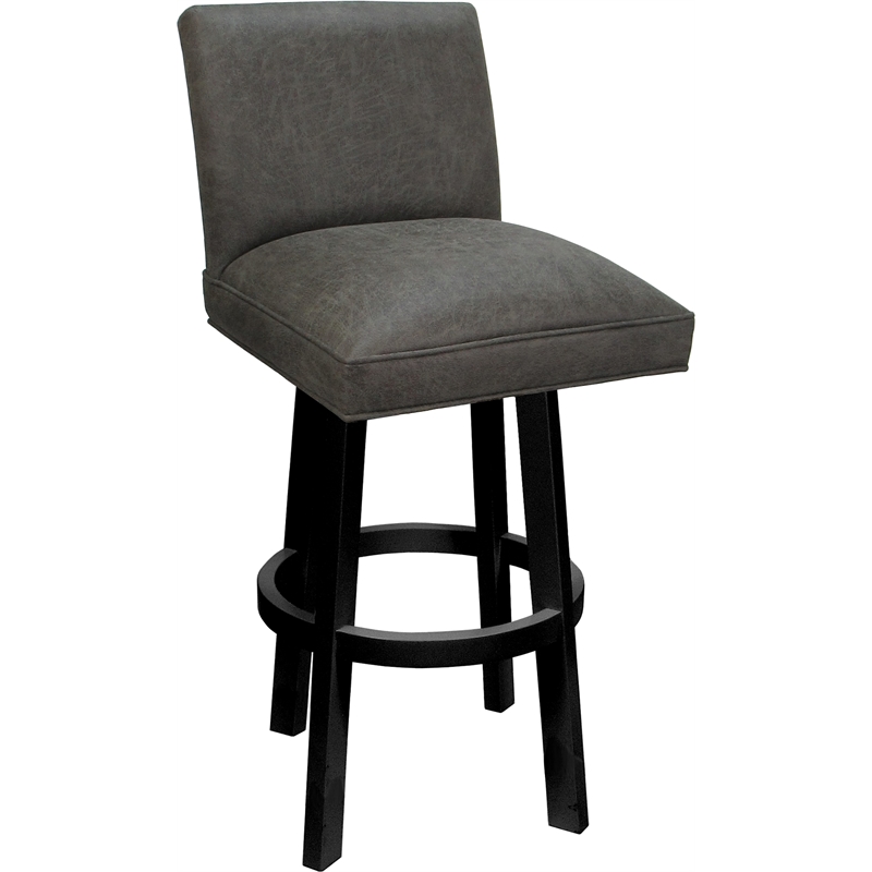 Pemberly Row Swivel Counter Stool 26&quot in Elk Charcoal Fabric with Black Frame