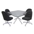 Pemberly Row Swivel Caster Chairs w/ Clear Glass in Grey Vinyl w/ White Frame