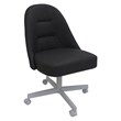 Pemberly Row Swivel Caster Chairs w/ Clear Glass in Grey Vinyl w/ White Frame