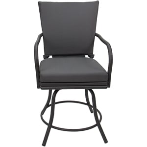 Pemberly Row Patio Dining Chair in Dark Gray Linen with Gray Frame