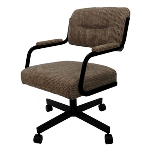 Pemberly Row Swivel Caster Dining Chair in Checkered Fabric with Black Frame