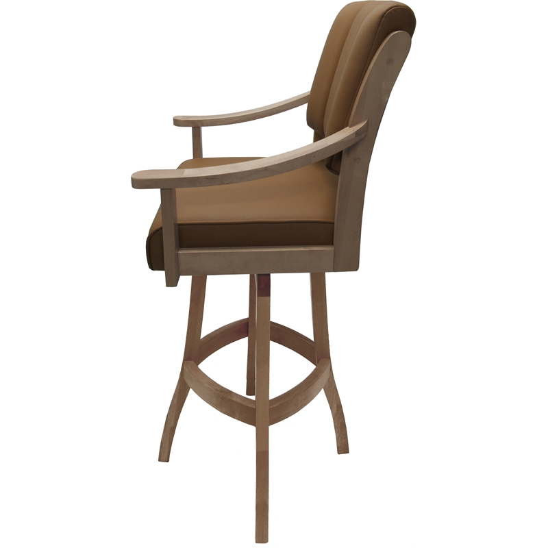 Pemberly Row Leather Solid Wood Bar Stool 30