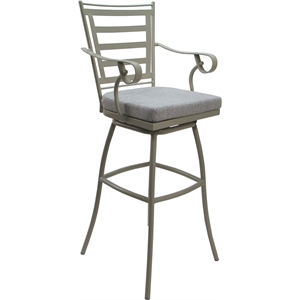 Pemberly Row Swivel Extra Tall Stool 34&quot in Cream Fabric with Beige Frame