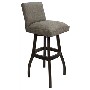 Pemberly Row Wood Bar Stool 34&quot in Cocoa Fabric with Dark Walnut Frame