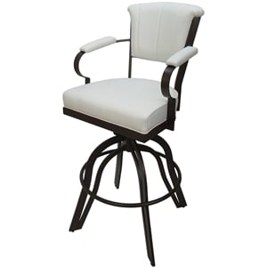 Pemberly Row Counter 26&quot Swivel Tilt Bar Stool in White Vinyl w/ Brown Frame