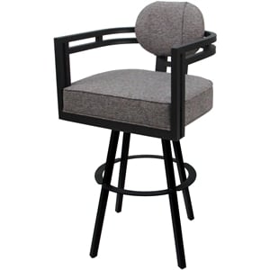 Pemberly Row Swivel Metal Stool 34&quot in Mojave Gray Fabric with Black Frame