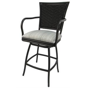 Pemberly Row Swivel Counter Stool 26&quot in Cream Fabric with Brown Metal Frame