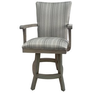 Pemberly Row 26&quot Swivel Wood Counter Stool with Arms and Full Back in Natural