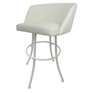 Pemberly Row Swivel Counter Stool 26&quot in White Vinyl with White Metal Frame