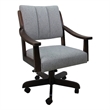 Pemberly Row Caster Wood Dining Chair in Slate Fabric with Brown Honey Frame