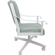 Pemberly Row Dining Caster Chair Tilt in Aquatint Teal Fabric w/ White Frame