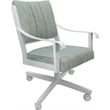 Pemberly Row Dining Caster Chair Tilt in Aquatint Teal Fabric w/ White Frame