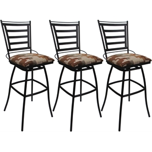 Pemberly Row Set of 3 Stools 34&quot Armless in Terracotta Fabric with Black Frame