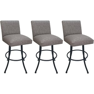 Pemberly Row Set of 3 Swivel Counter Stools in Gray Fabric with Gray Frame