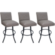 Pemberly Row Set of 3 Swivel Counter Stools in Gray Fabric with Gray Frame